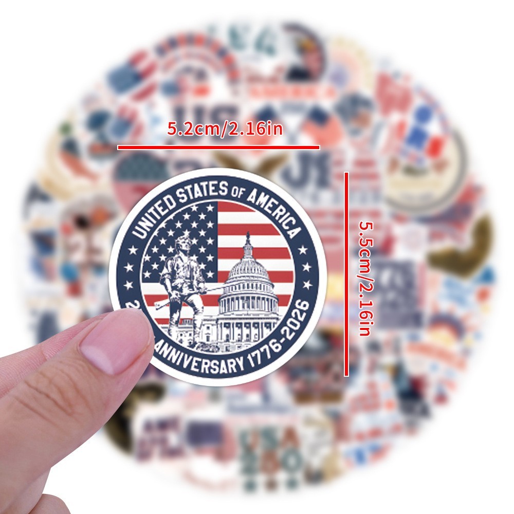 56Pcs Patriotic Decals USA 250th Anniversary Waterproof Stickers for Luggage