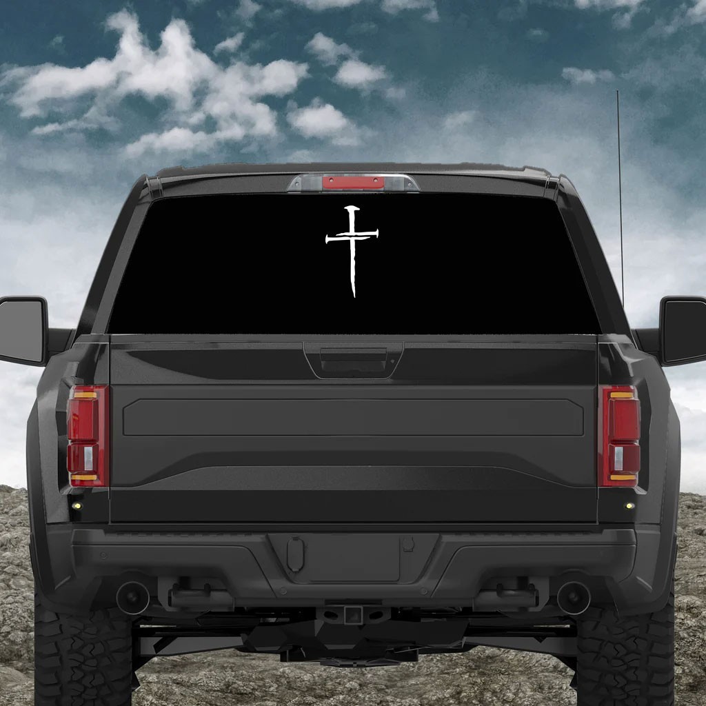 CROSS OF NAILS Vinyl Decal Sticker Jesus Christ Christian Religious God Lord