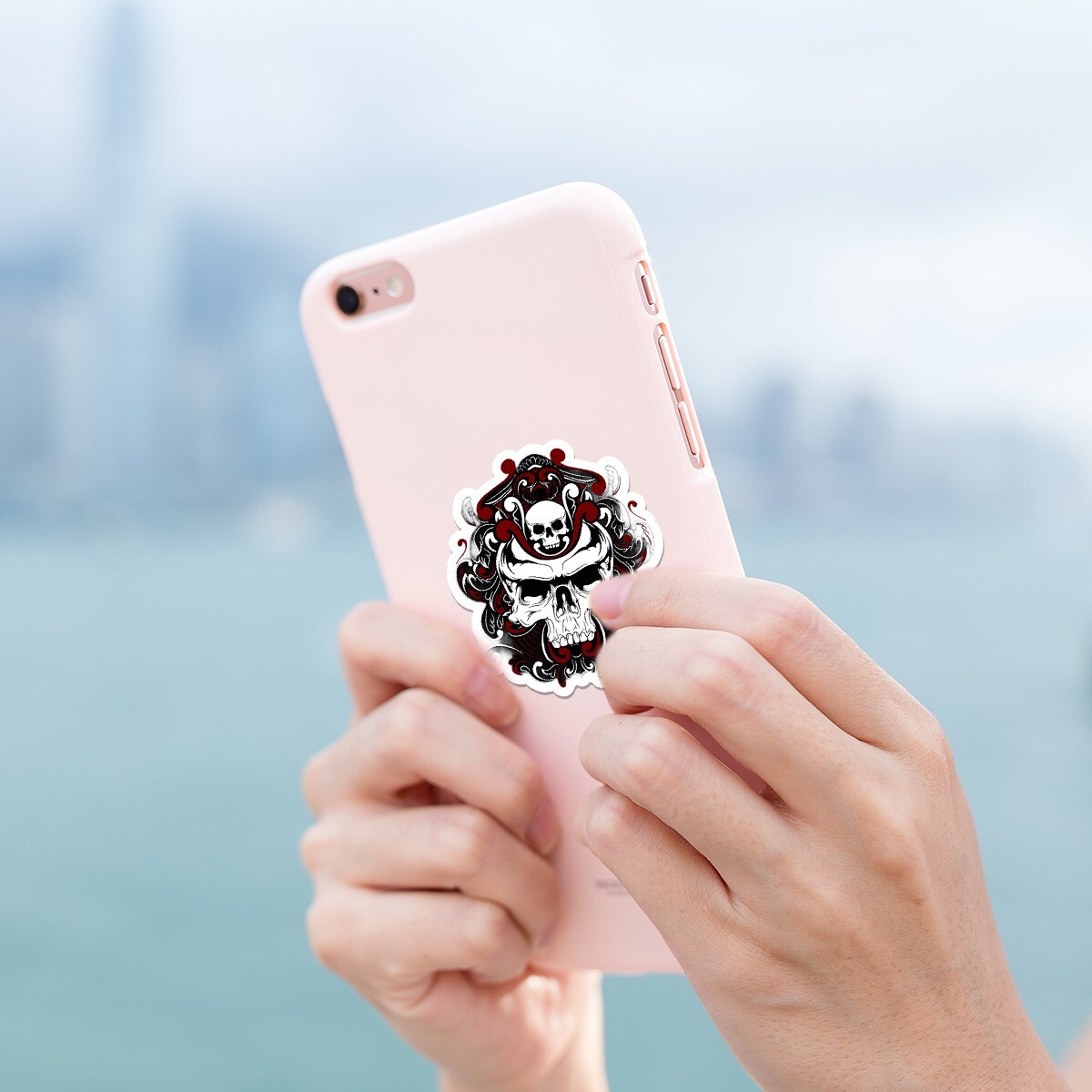 50pcs Waterproof Vinyl Stickers Red Gothic Style Skull Luggage Phone Laptop Car