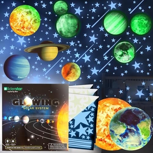 Glow in the Dark Stars and Planets Wall Stickers Solar System Ceiling Decals