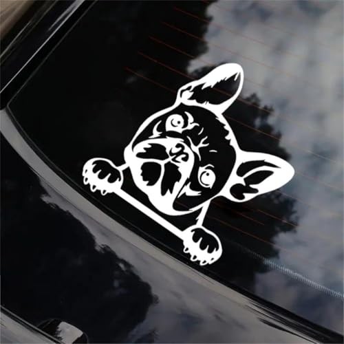 2PCS French Bulldog Vinyl Decal, 5.51″x5.91″ Waterproof Car Stickers, White