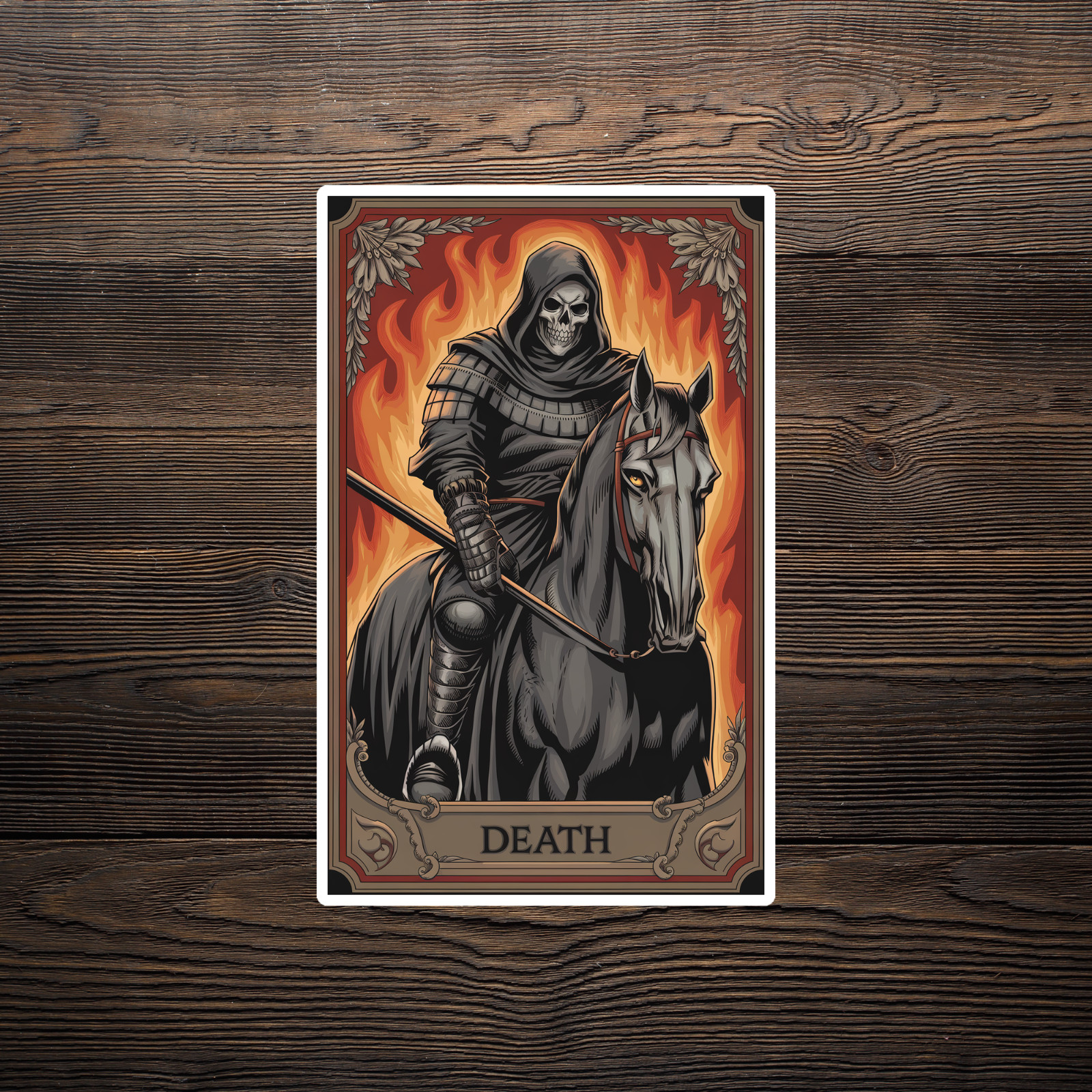 Grim Reaper Death Rides Black Horse Gothic Horror Art Sticker Decal #2265