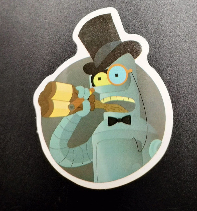 Fancy Top Hat Bender Futurama Vinyl Decal Sticker for Tumblers Laptops