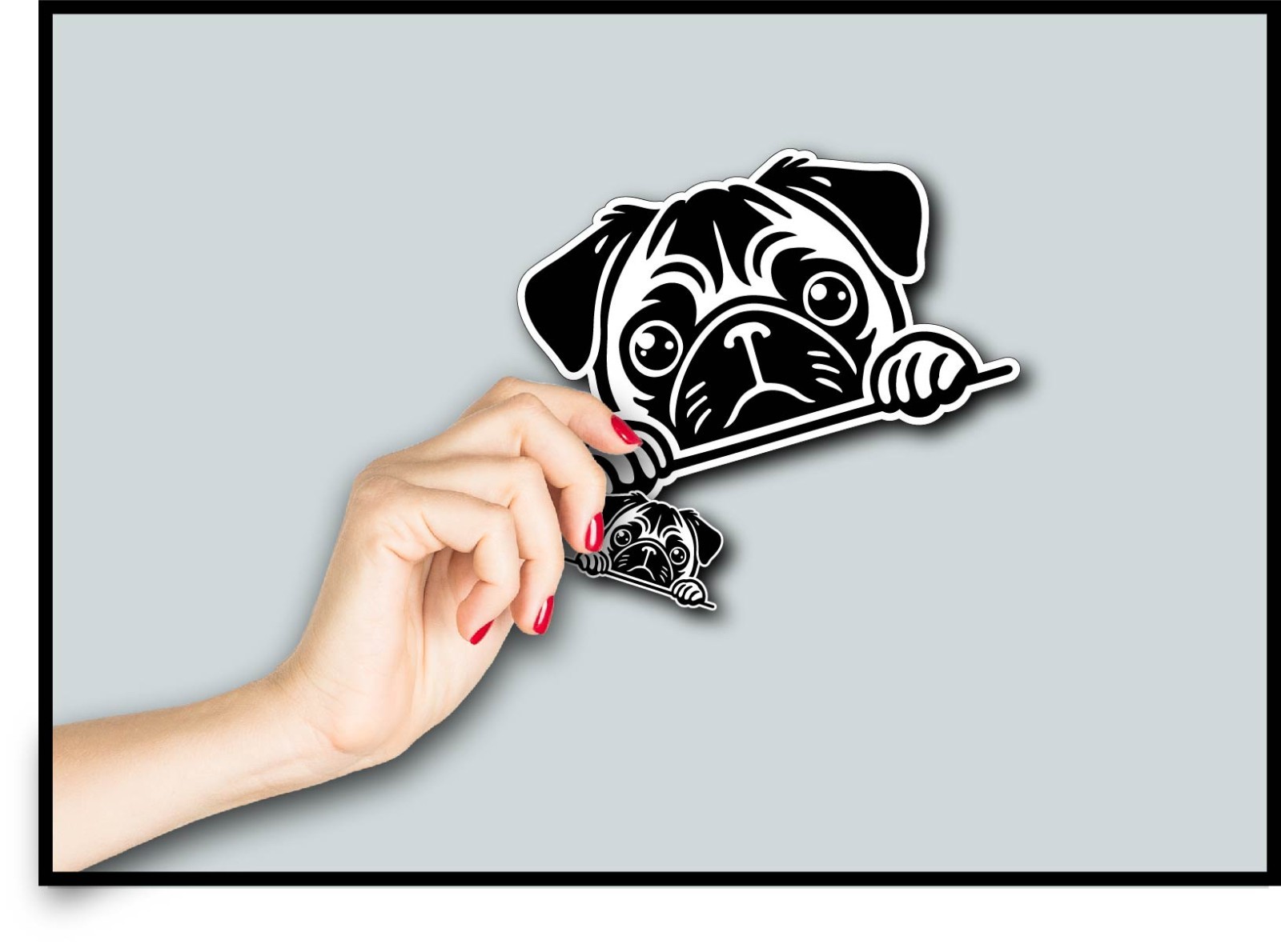 Pug Peeking Decal Sticker Cute Puggle Breed Crazy Dog Pet Lover Lady Life Rescue