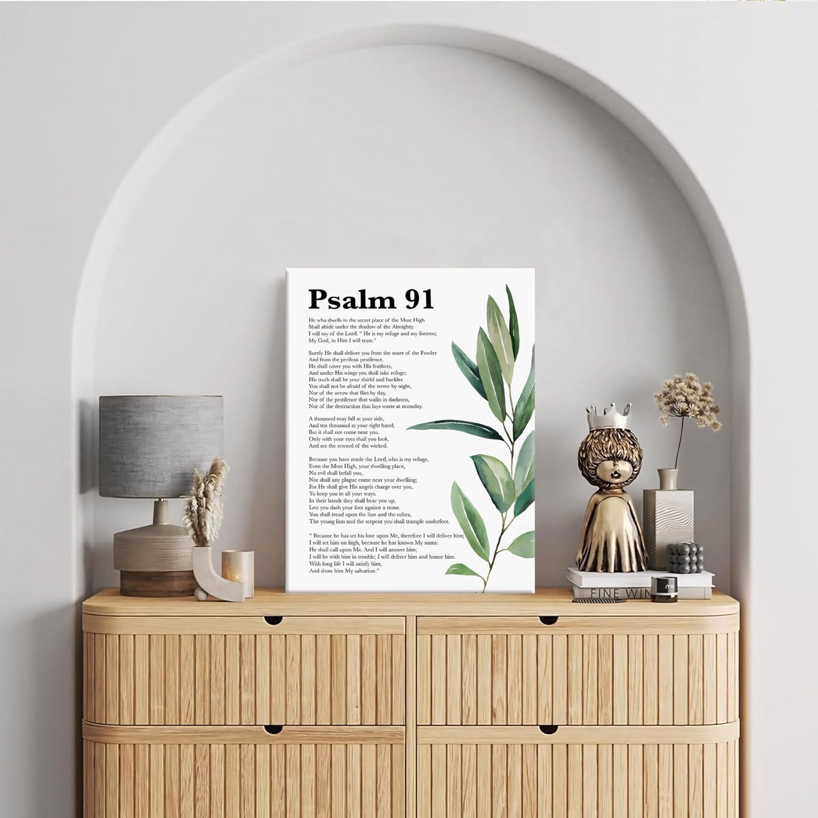 Framed Psalm 91 Wall Art Bible Verse Scripture Canvas Painting, Gallery Wrapp…