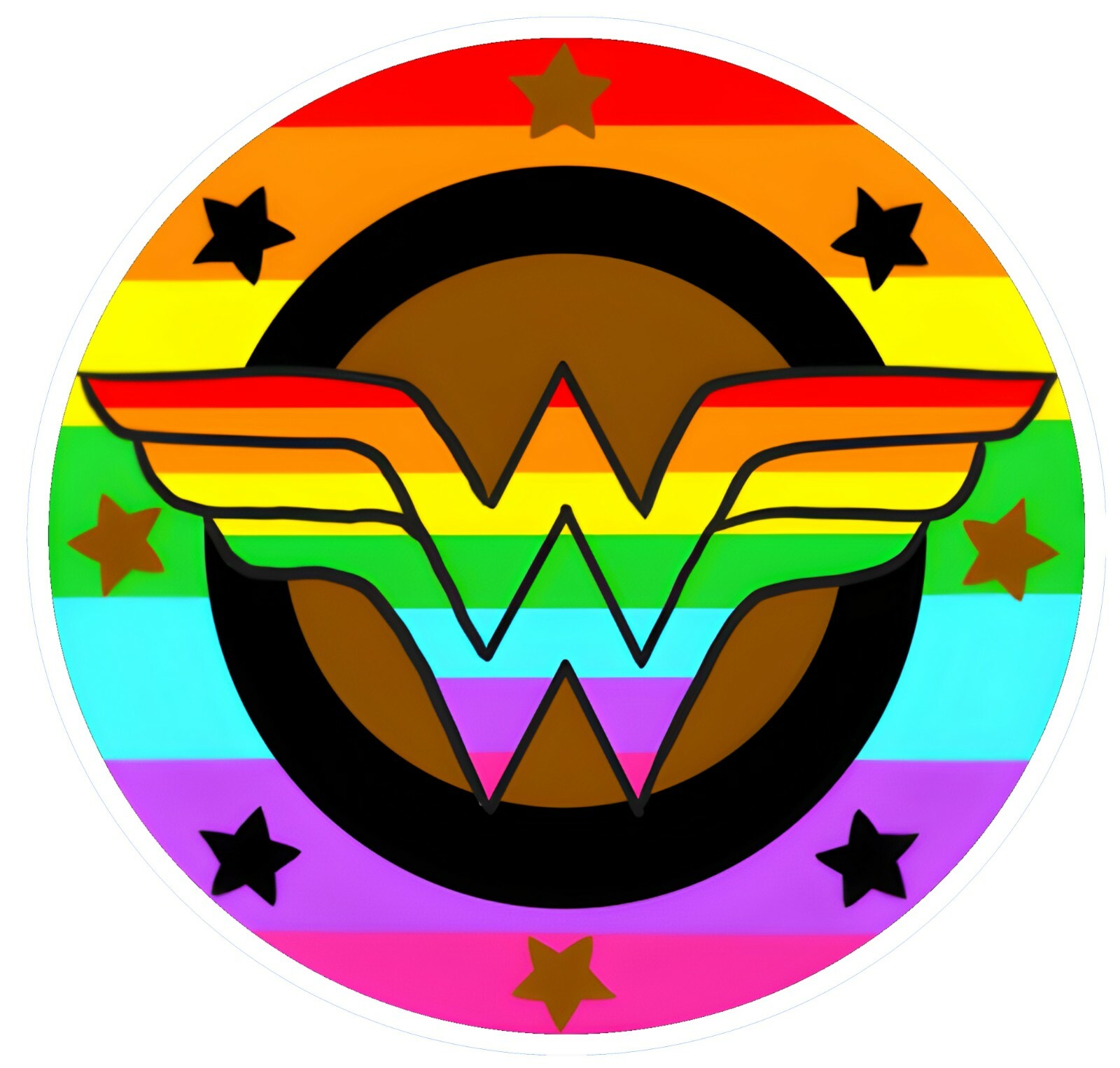 Wonder Woman Gay Flag Pride LGBT Vinyl Sticker Waterproof.