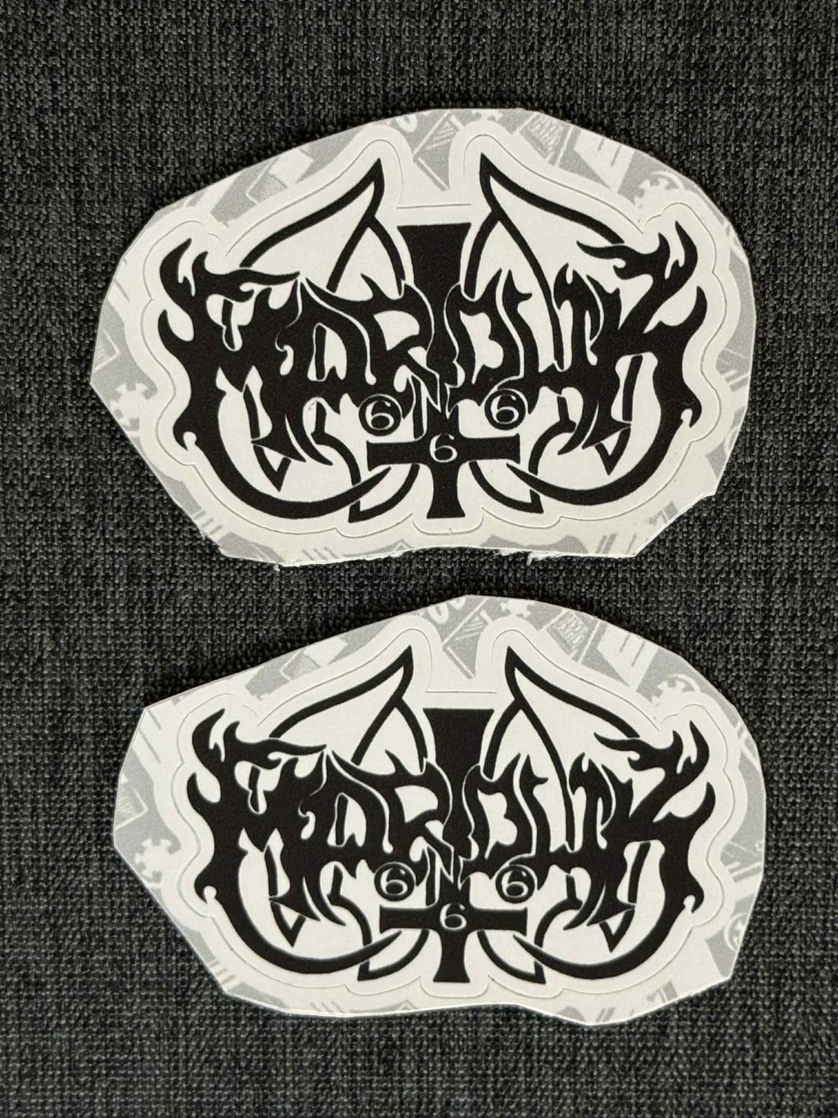 Lot of 2 MARDUK 1 1/2″ x 2 1/4″ Logo STICKERS Black Metal FAST! FREE SHIP!