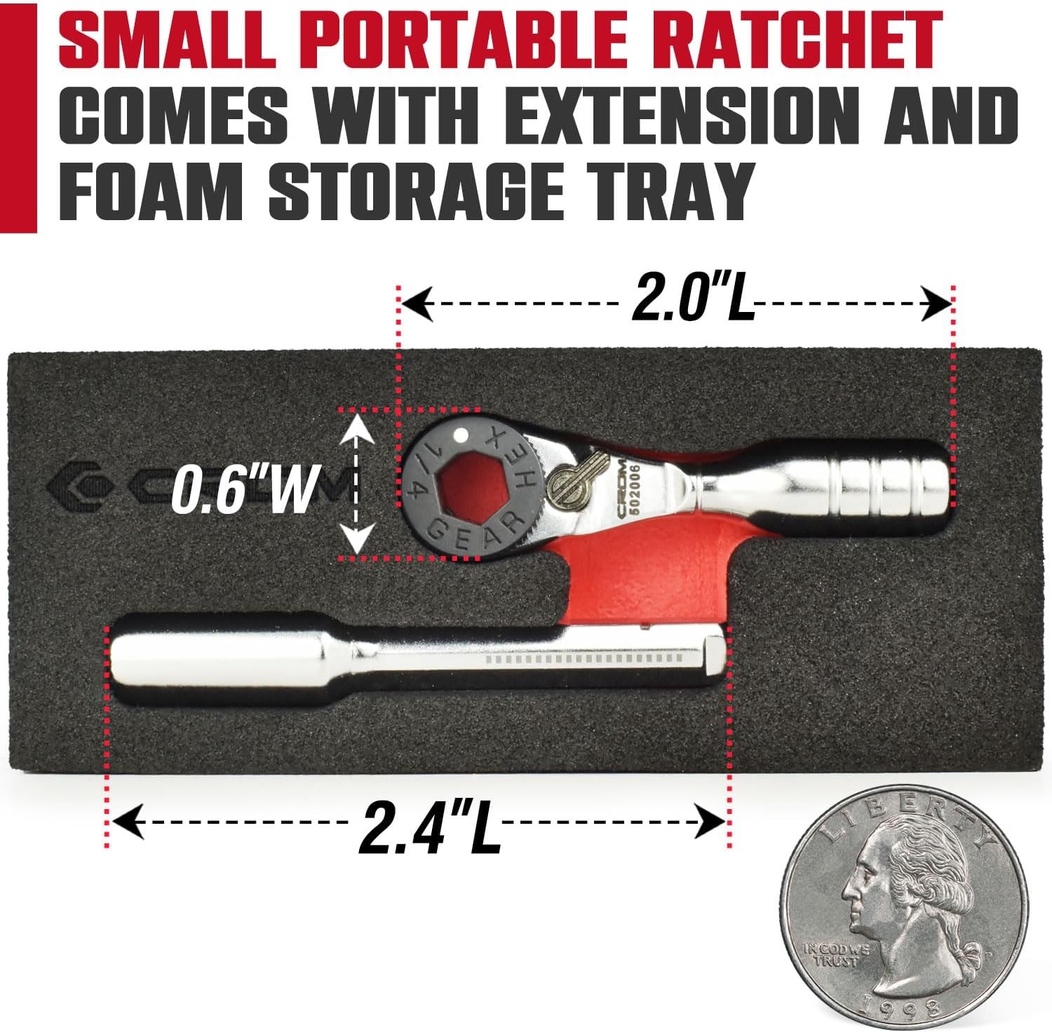 1/4-inch Mini Ratchet Wrench – Use As 1/4 Bit Ratchet, Extender, T-Handle Or 4-I