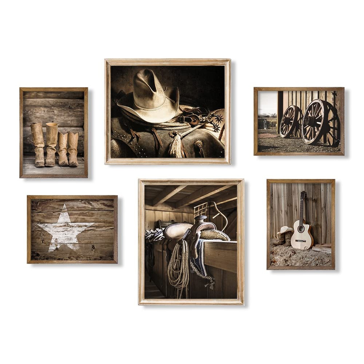 Art for Cowboy Men Cowgirl – Set of 6 – Rustic Farmhouse Bathroom Poster – Bo…