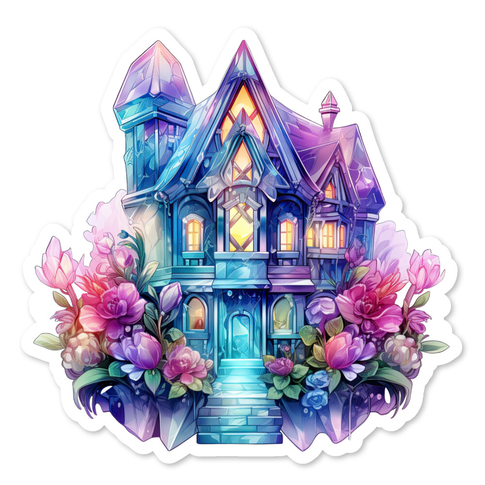 Crystal House Vinyl Sticker, Scrapbook, Water Bottle, Laptop, Collectible