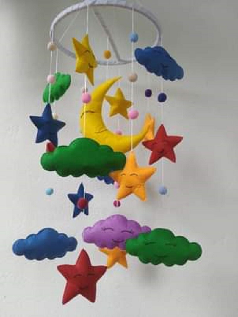 HANDMADE FELT MACRAME BABY COT MOBILE WALL HANGING BABY ROOM Nursery 3D Decorr