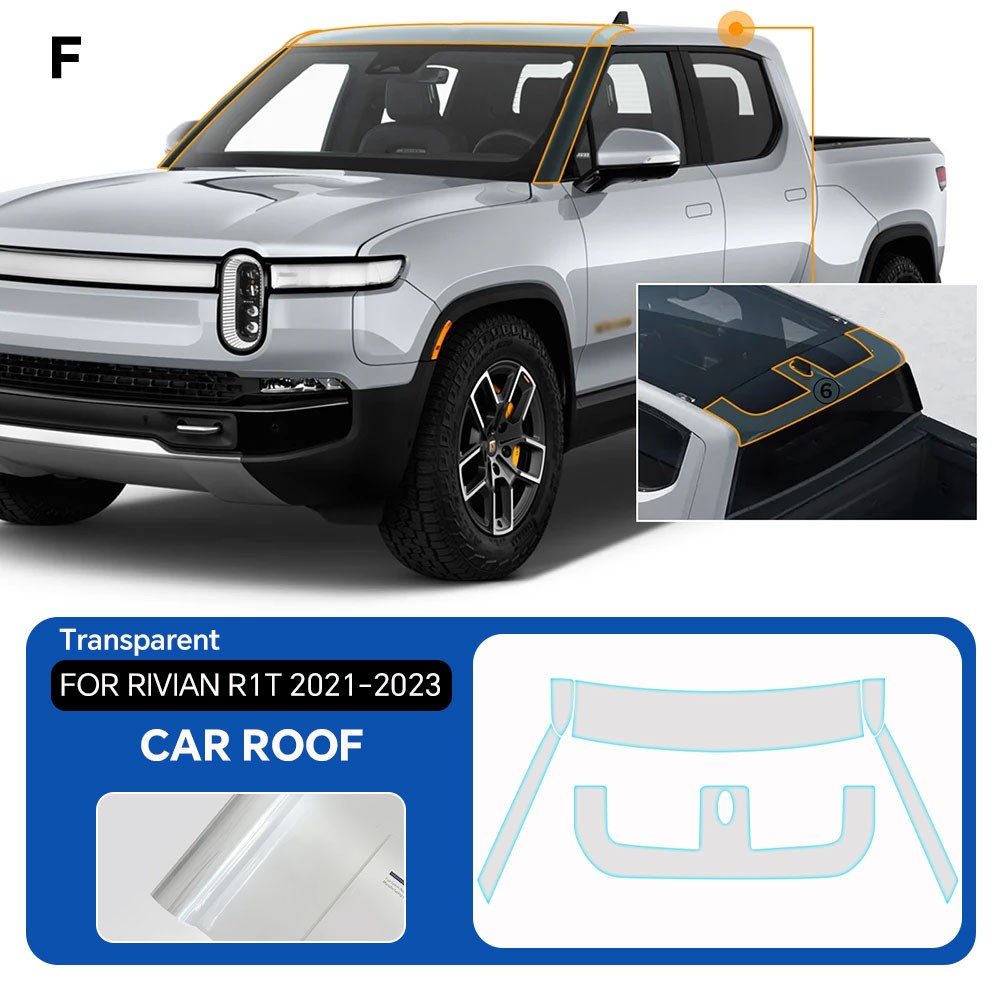 Full Car For Rivian R1T 2021-2023 Precut Paint Protection Film 8.5Mil Clear PPF