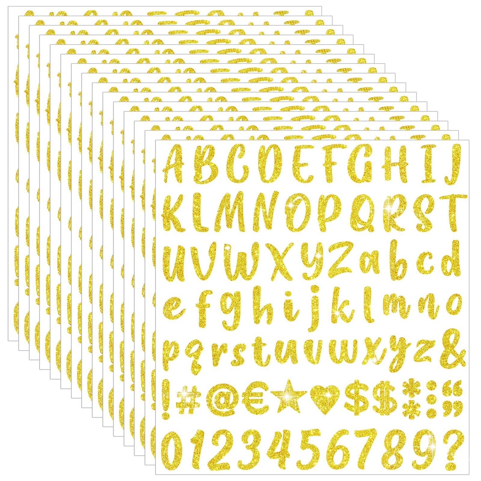1215 Pieces 15 Sheets Letter Stickers Glitter Sticker Letters Small Self Adhe…