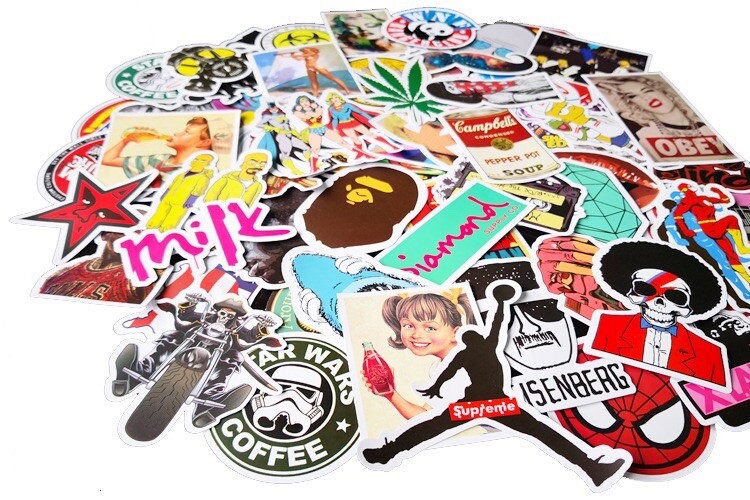 UK 50PC Fashion Graffiti Stickers Brand LOGO Laptop Skateboard Car Luggage Decal