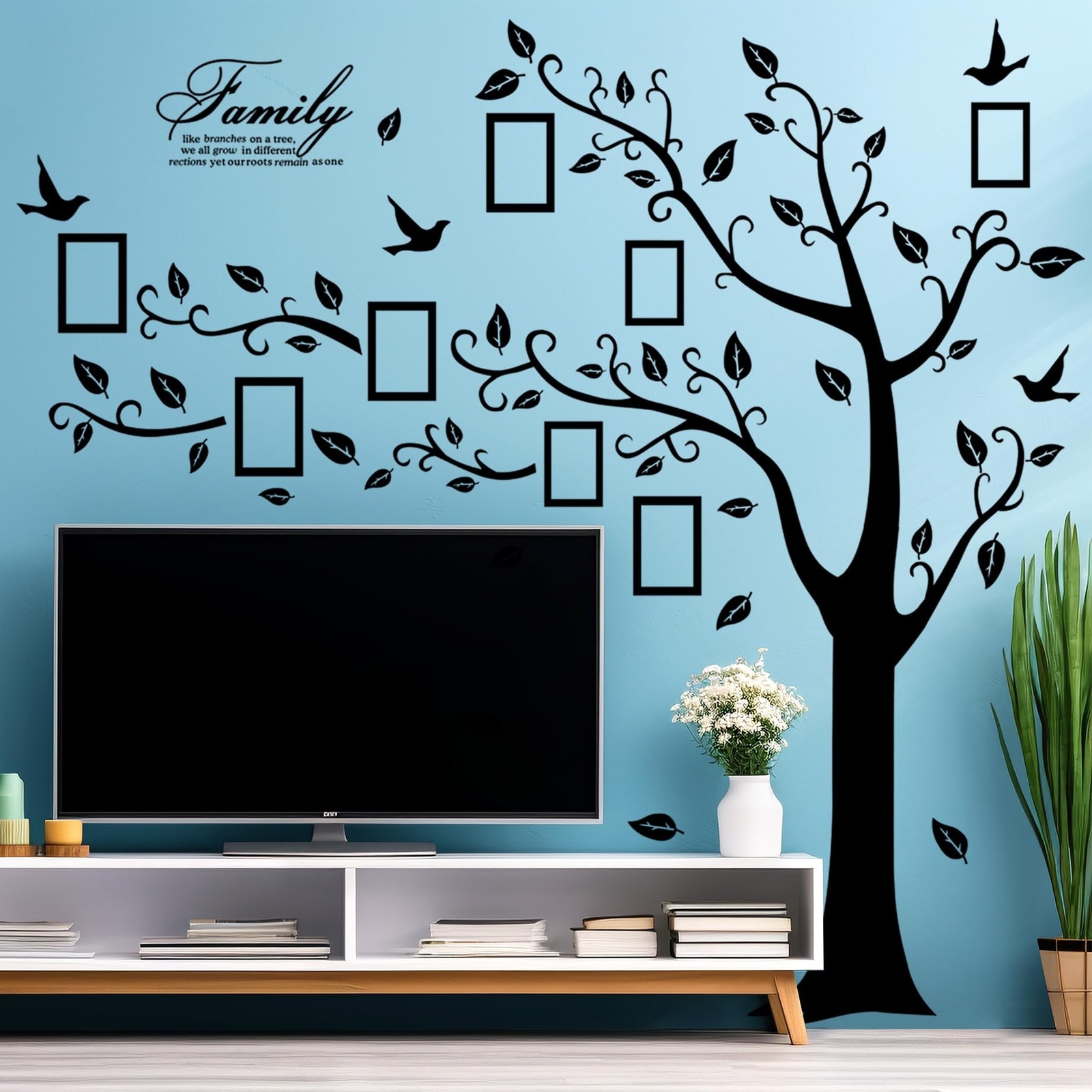 Large Family Photo Tree Wall Sticker 3D Peel and Stick Vinyl Photo Frame Tree…