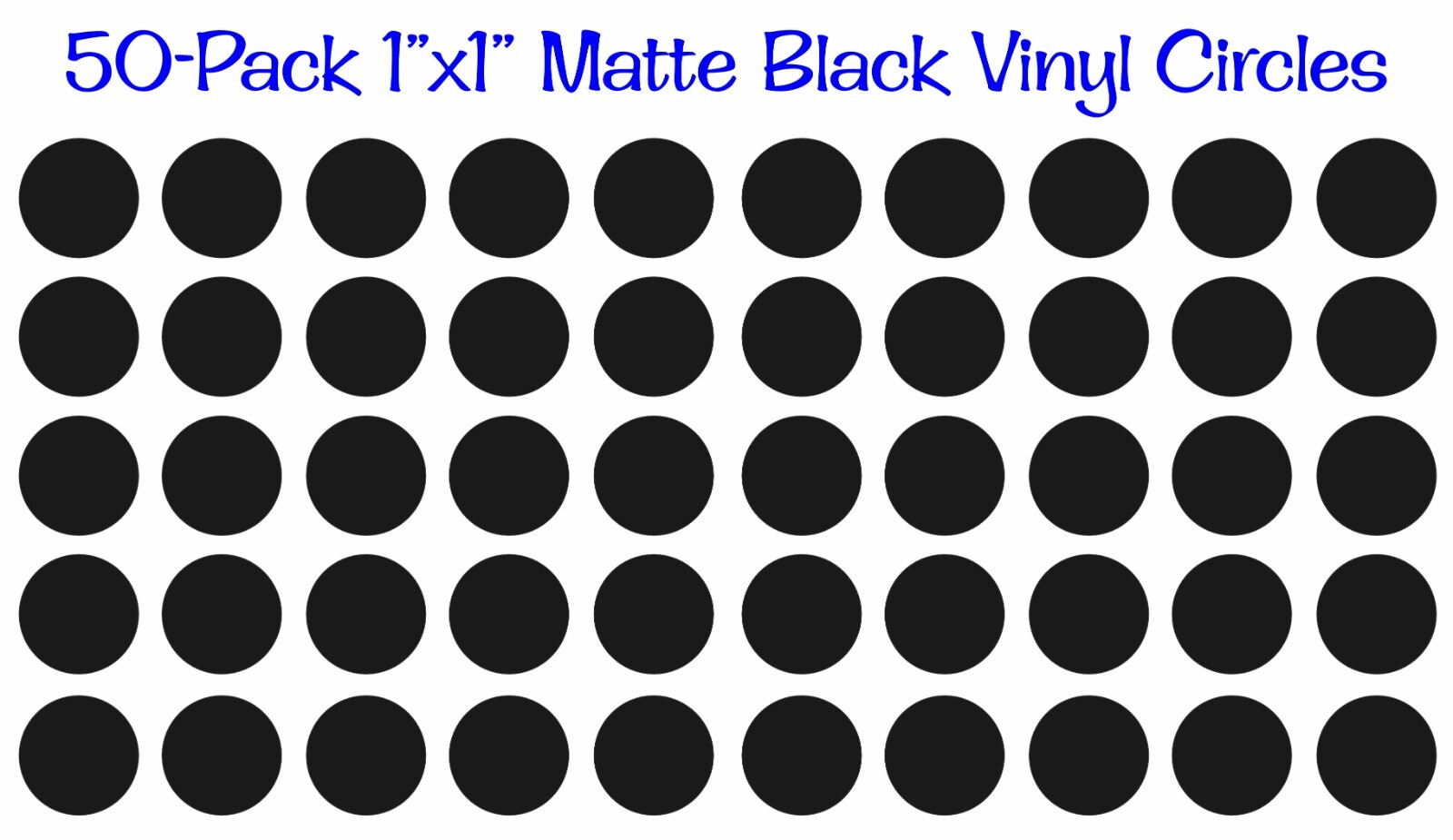 50 pack 1″x1″ Round Matte Black Vinyl Stickers Decals Circles Polka Dots Die Cut
