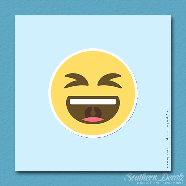 Laughing Out Loud Smiley Emoji – Vinyl Decal Sticker – c144 – 3.75″ x 3.75″