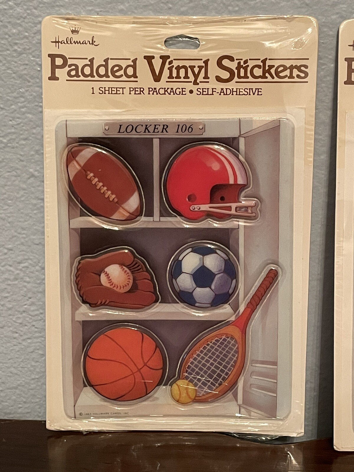VTG Puffy room Sports stickers Locker Room Hallmark three packs NEW 1985