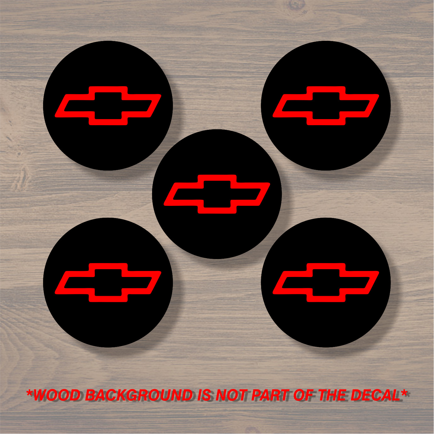 Chevrolet Chevy Bowtie Wheel Center Cap Overlay x5, Vinyl Decal Sticker 94