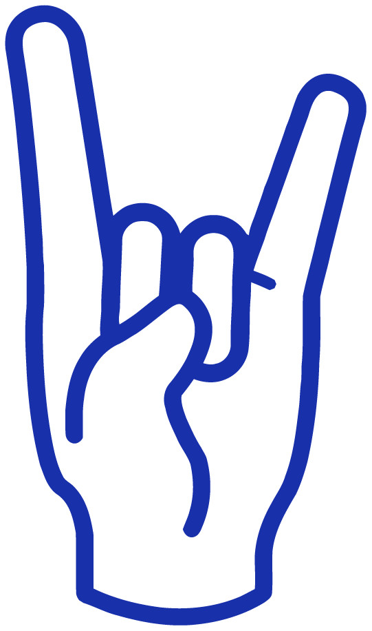 Rock On Hand Sign Die Cut Vinyl Decal No Background Multiple colors Made in USA