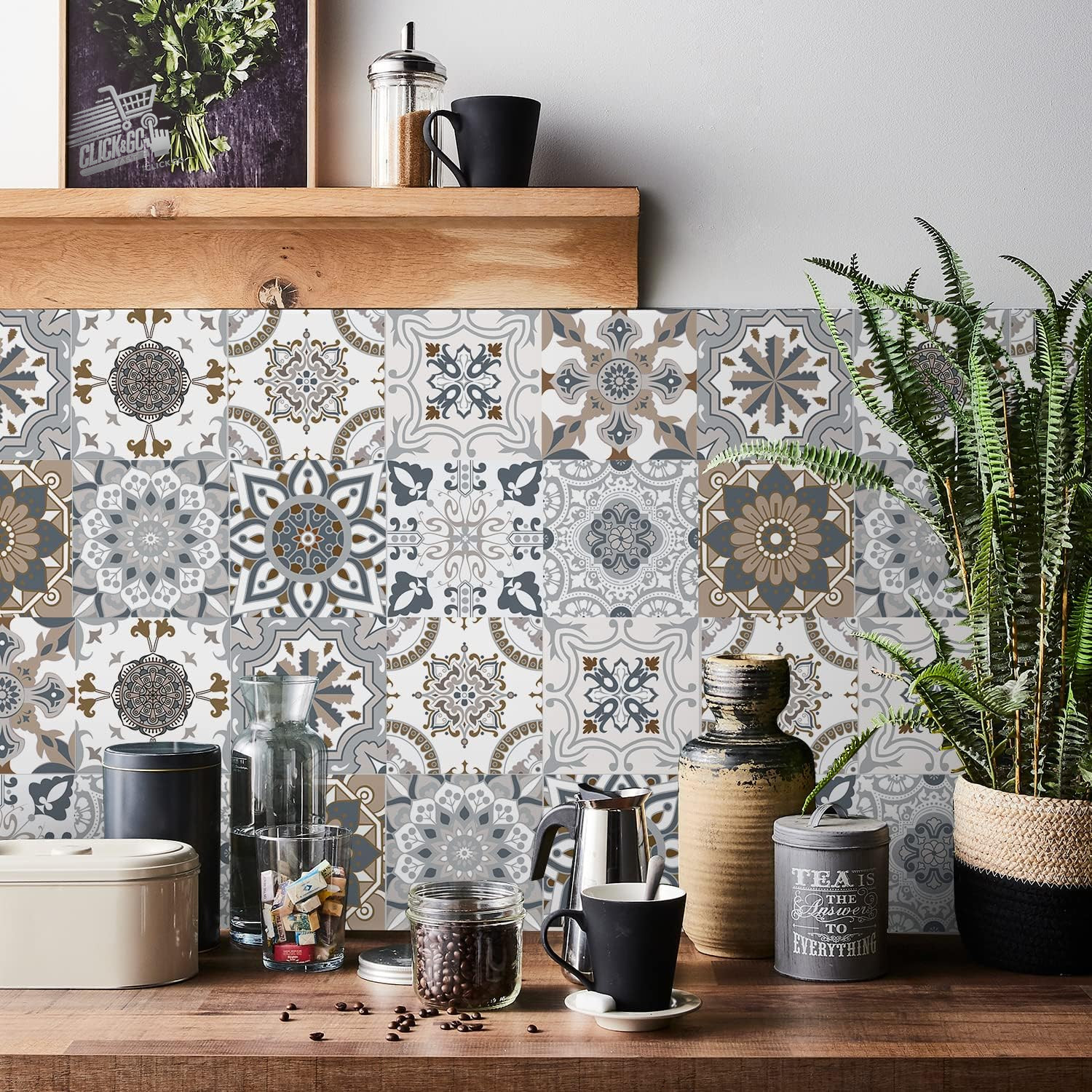 Stickers Tile Mosaic PVC Kitchen Bathroom Wall Cladding Stickers 80cm