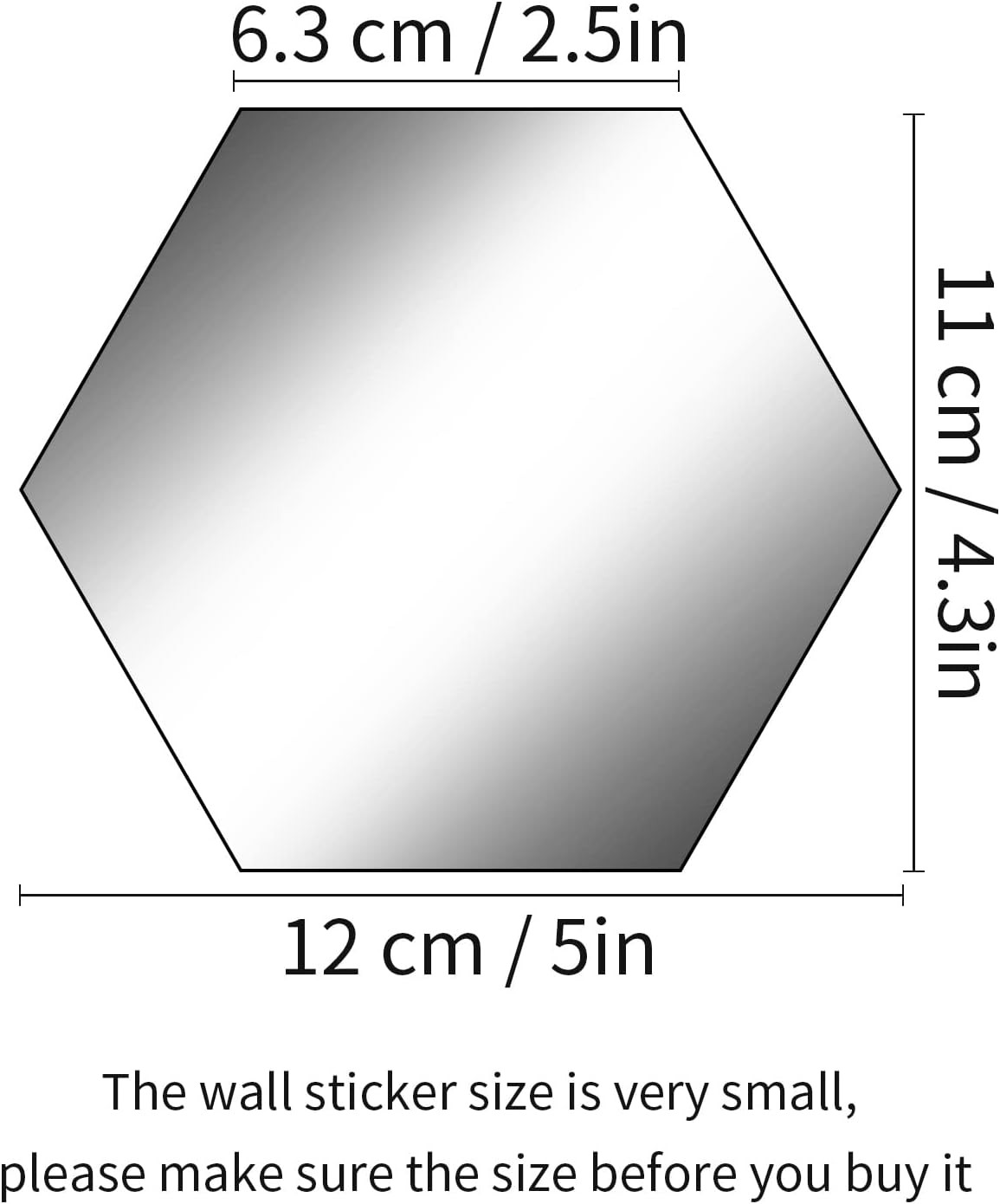 Shappy 24 Pieces Hexagon Mirror Wall 12.6 x 11 x 6.3 cm, Silver