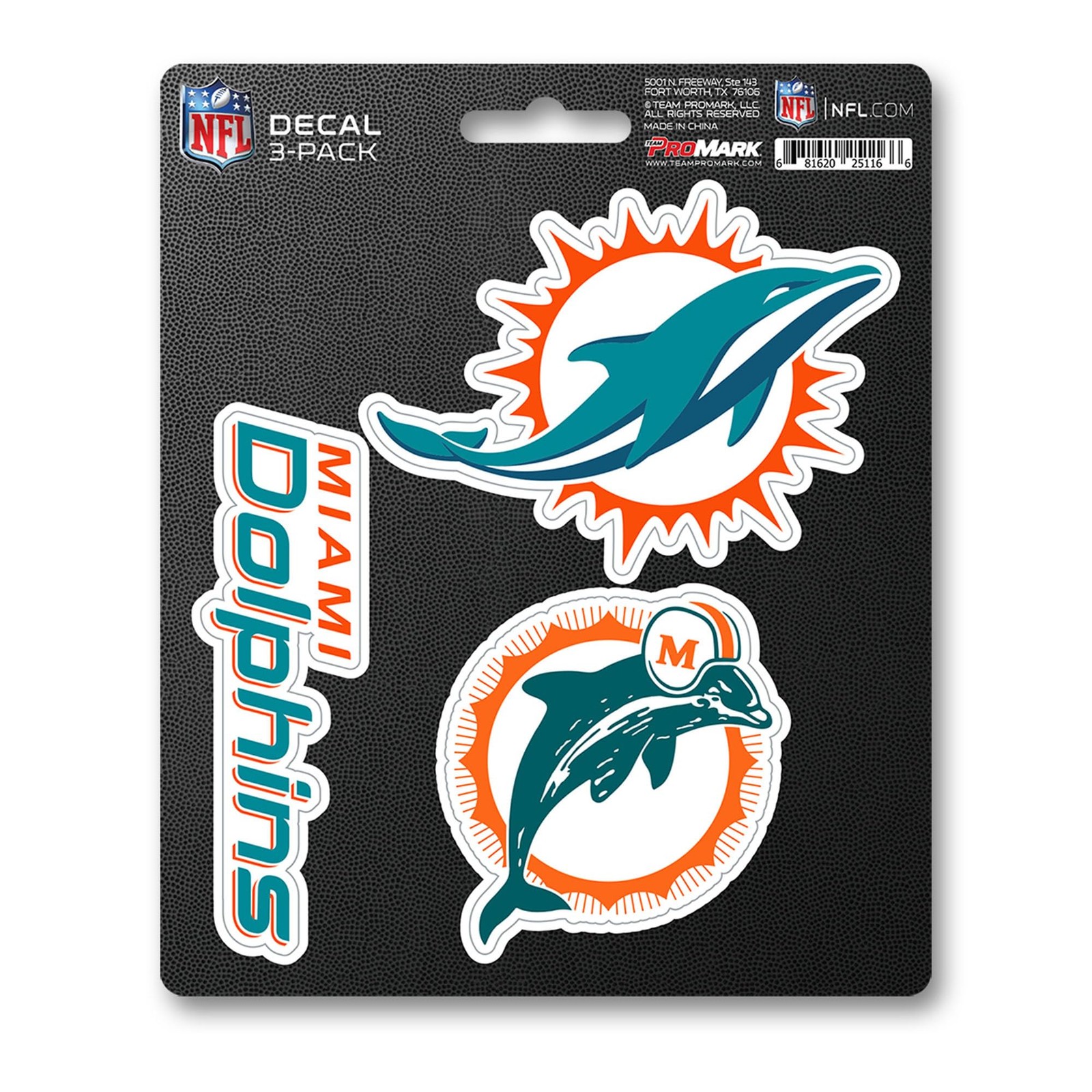 NFL Team Decal 3 Pack Adhesive Vinyl Wall Art 5×7.5 Inches Teal Durable USA
