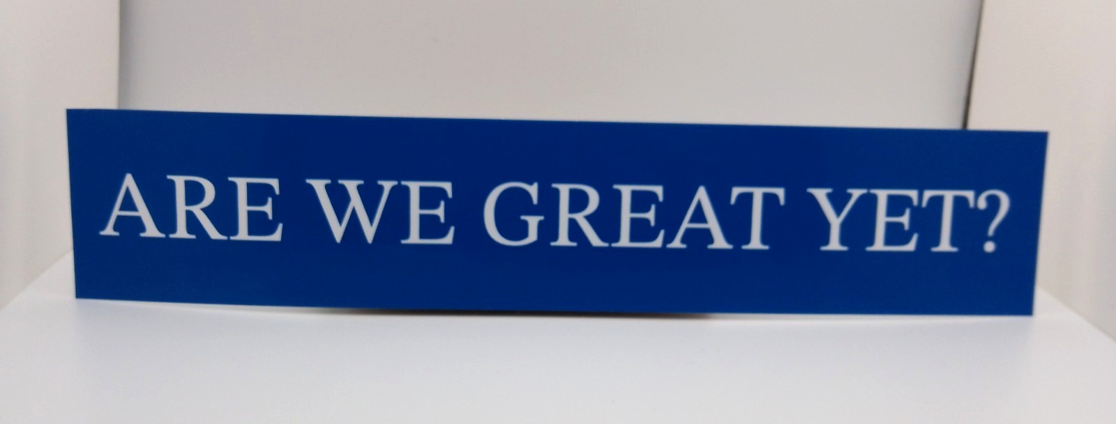 Are We Great Yet? Anti Trump/Lies/Red or Blue Background Vinyl Sticker 2”x10.5”