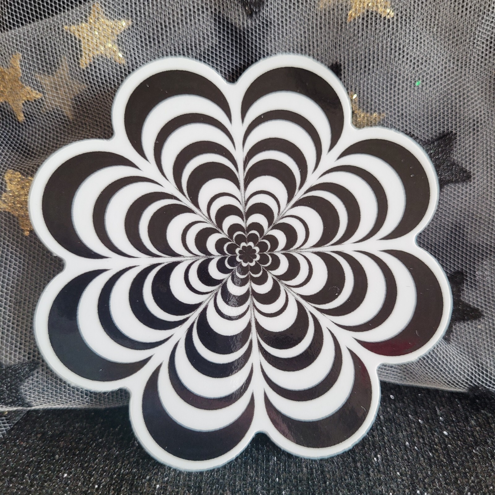 BWC010-Flower Shaped Black White Sticker | Flowers | Monochromatic | Psychadelic