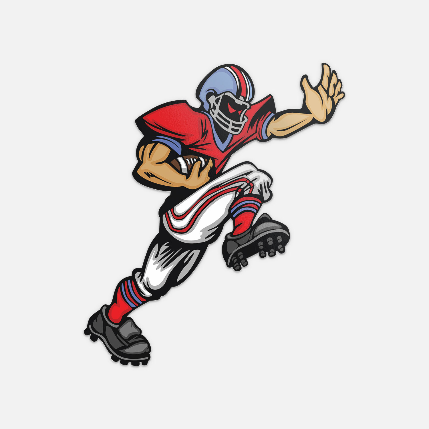 American Football Rushing Player Cartoon Vinyl Sticker Decal