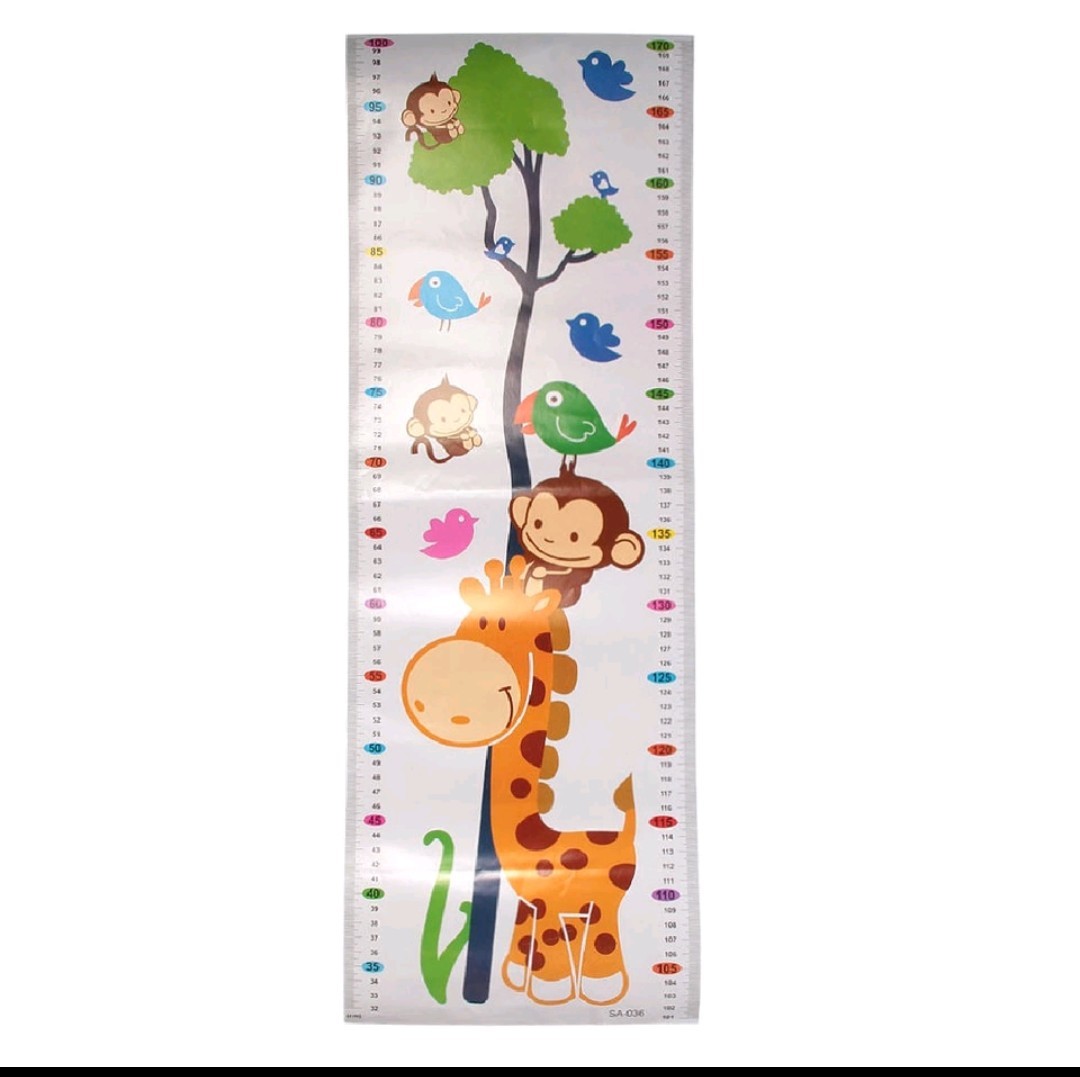 Giraffe and monkey kids vinyl centimeters growth chart baby nursery boy girl