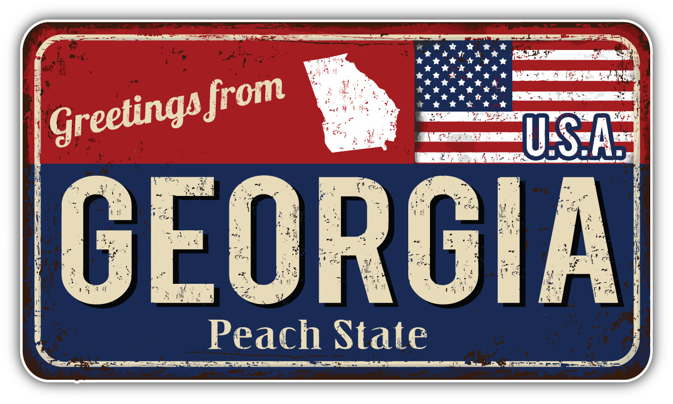Georgia USA State Grunge Retro Flag Emblem Car Bumper Sticker Decal »SIZES»