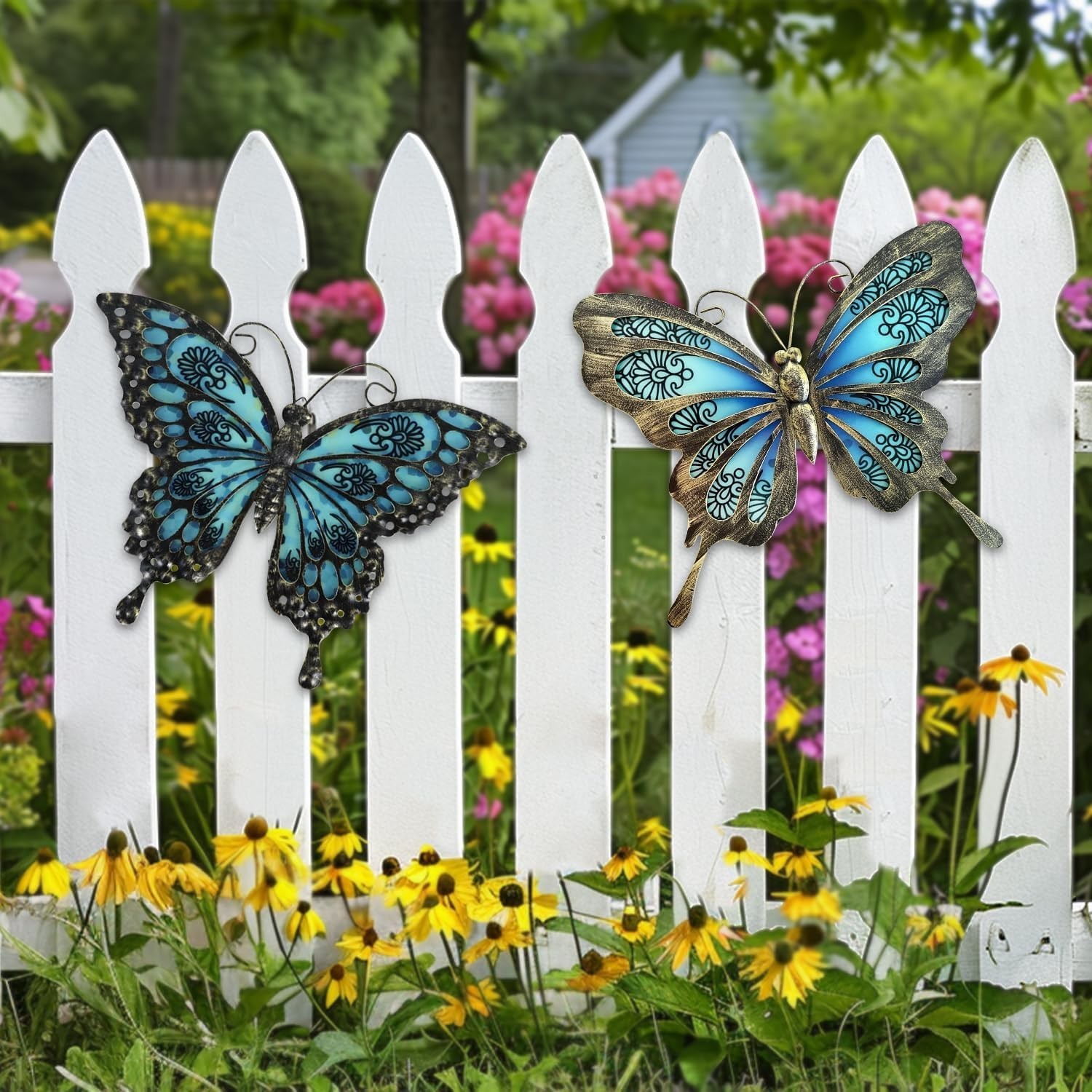 12″ Hanging Glass Butterfly Decor – Home & Garden Wall Art