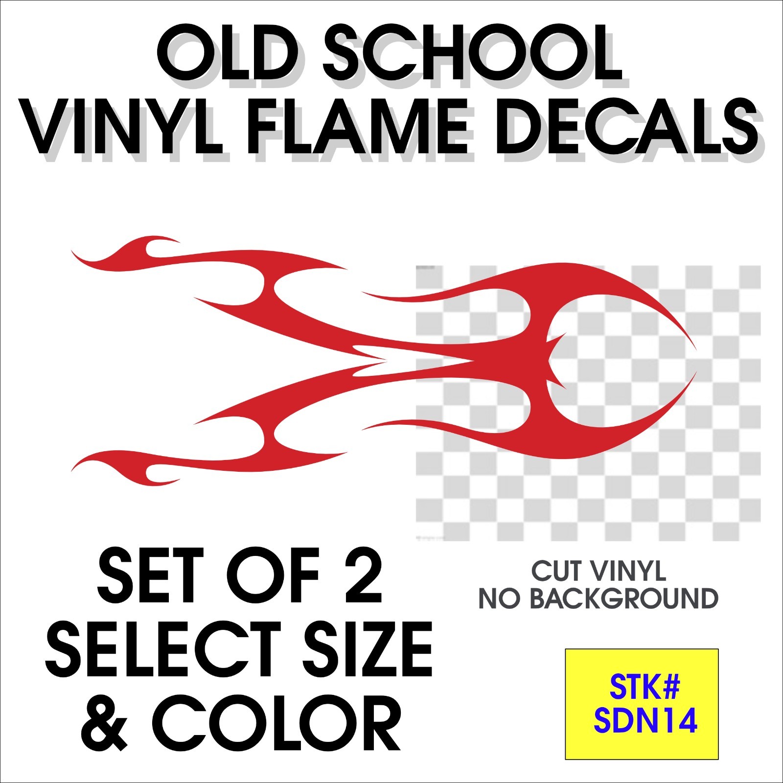 Old School Vinyl Flame Decals / Pinstripe ( set of 2 ) – STK# SDN14