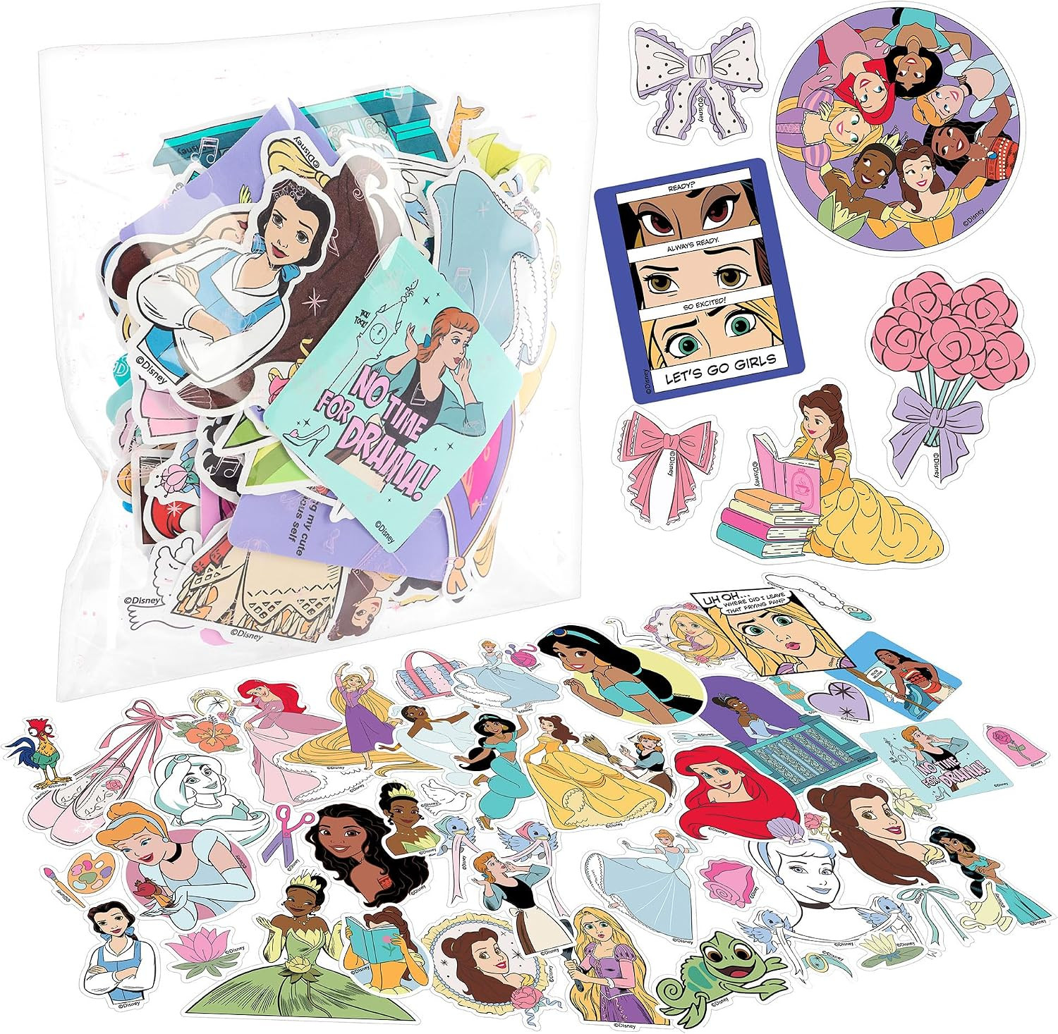 Disney Princess 100 Vinyl Sticker Pack, for Kids Ages 8+ | Large Water-Resistant