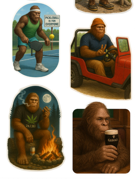 20 Sasquatch / Bigfoot «in his natural environment» funny stickers waterproof