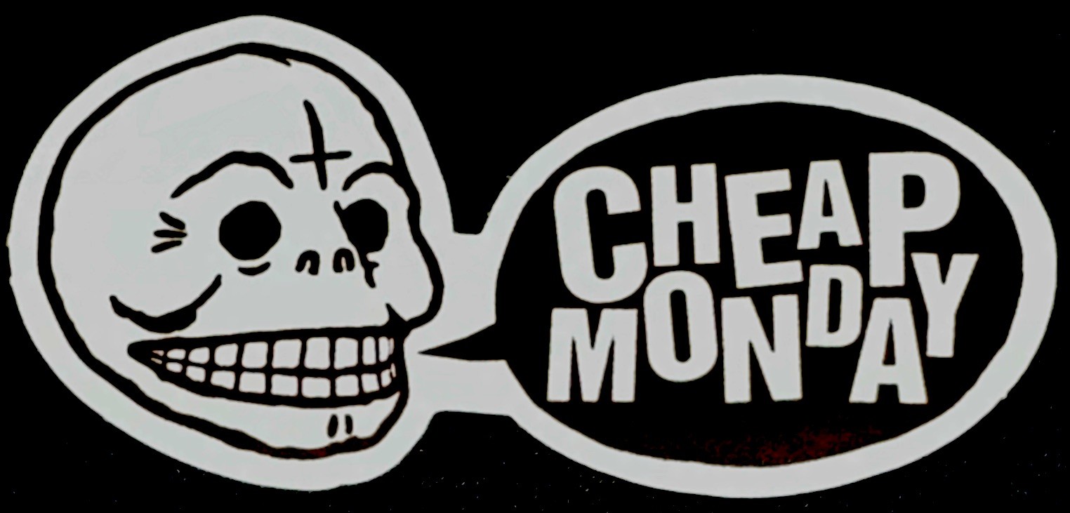 SKULL STICKER✨💀✨3 1/2” X 1 3/4”✨CHEAP MONDAY✨AWESOME✨💫