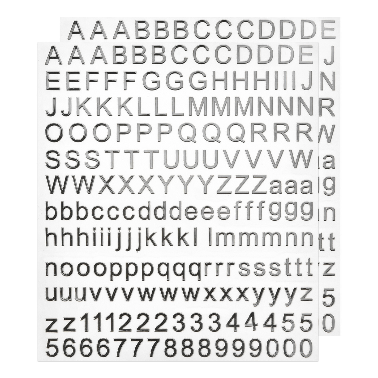 Alphabet Letters Number Stickers Foil Glitter Self Adhesive Silver 2 Sheets