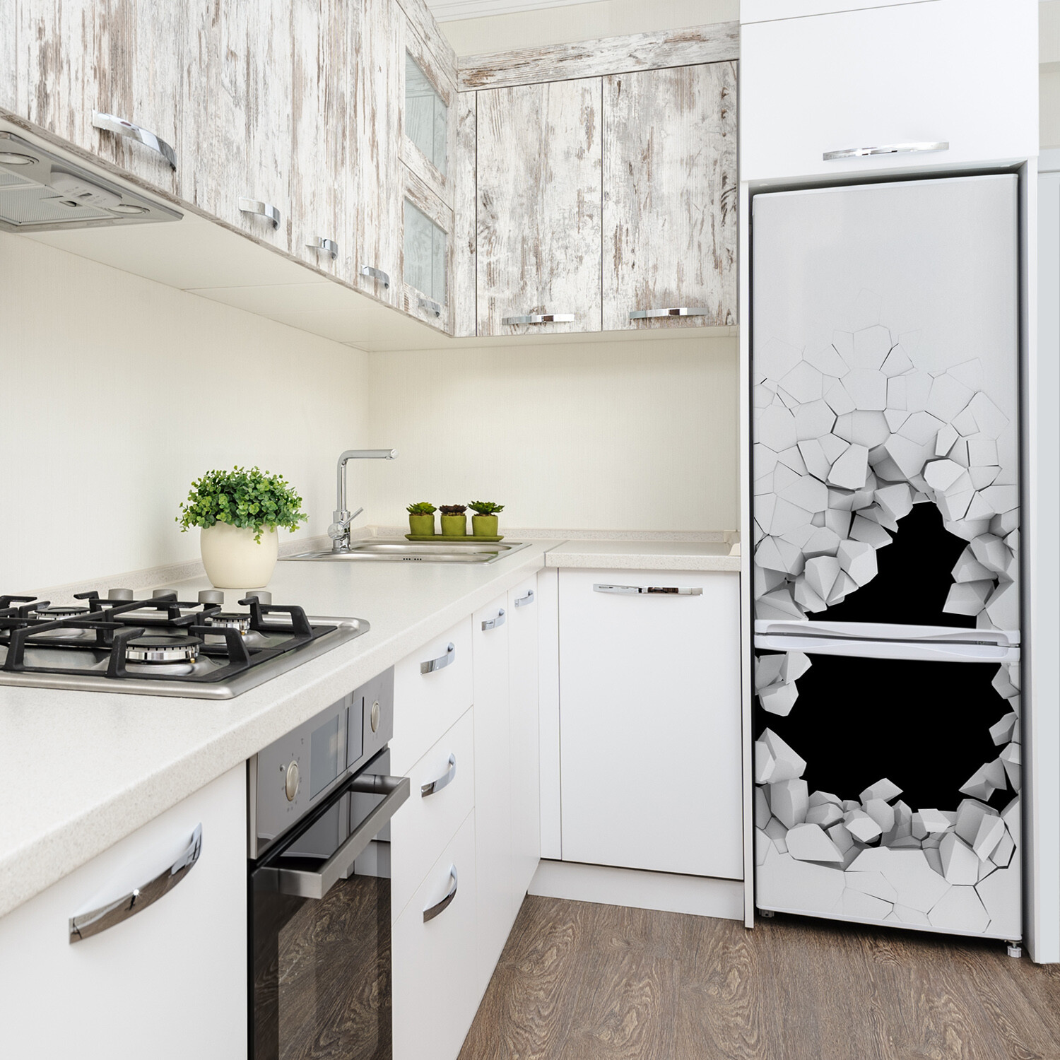 Removable Home Refrigerator Wall Sticker Magnet Decor Modern A hole in the wall