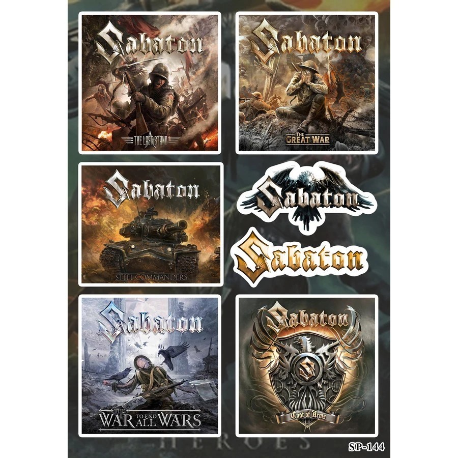 Sabaton Albums Sticker Pack | Last Stand Great War War To End All Wars Band Logo