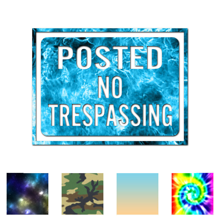 Posted No Trespassing Sign – Decal Sticker – Multiple Patterns & Sizes – ebn4016