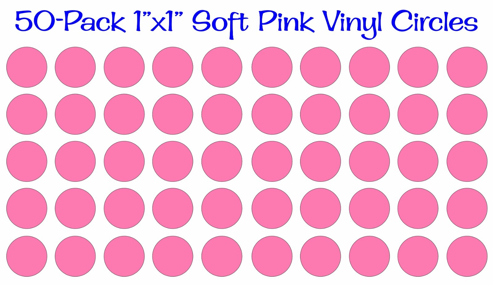 50 pack – 1″x1″ Round Soft Pink Vinyl Stickers Decals Circles Polka Dots Die Cut