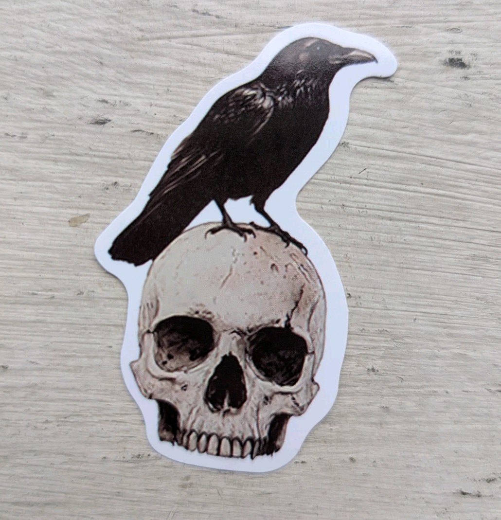 Haunted Active Spirit Skull And Bones Black Crow Bird Dark Introvert Sticker
