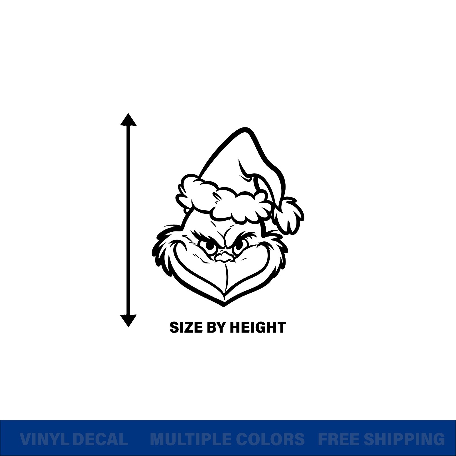 Grinch Face Santa Hat Vinyl Decal Sticker – Durable, Weatherproof Car & Window