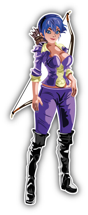 Archer Girl Cartoon Car Bumper Sticker Decal