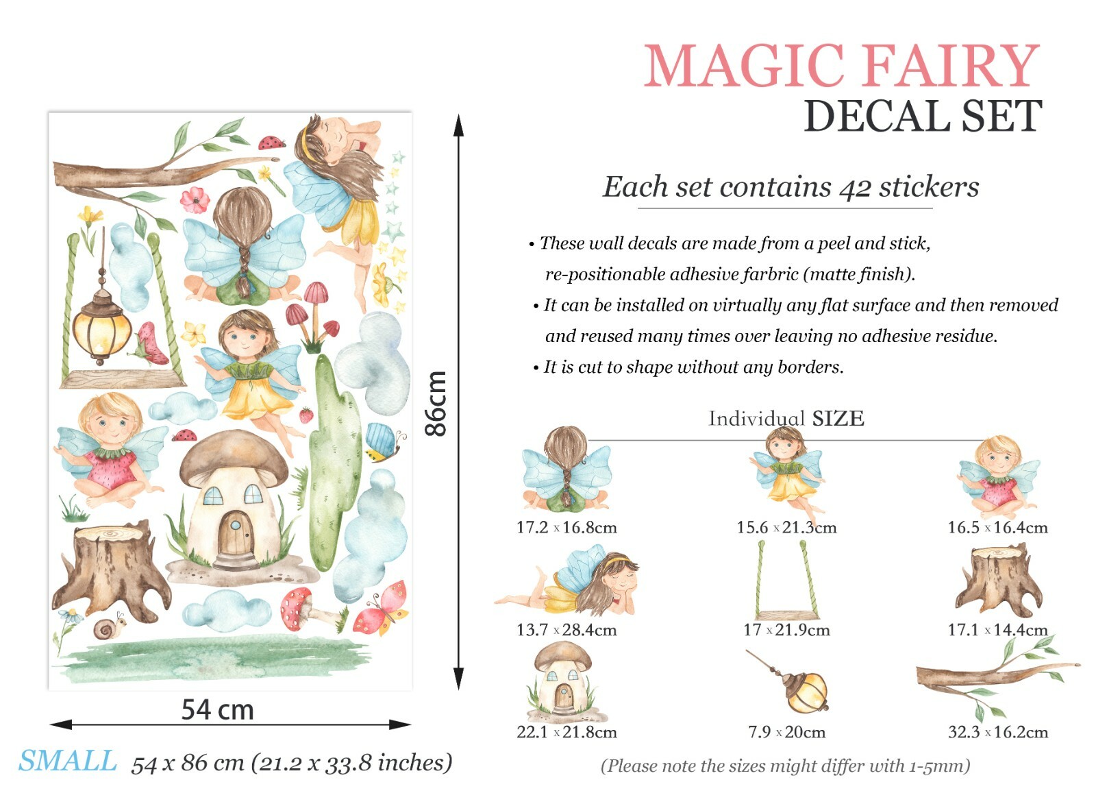 Baby Magic Flower Fairy Wall Fabric Nursery Decal Set Sticker Girl Room Decor