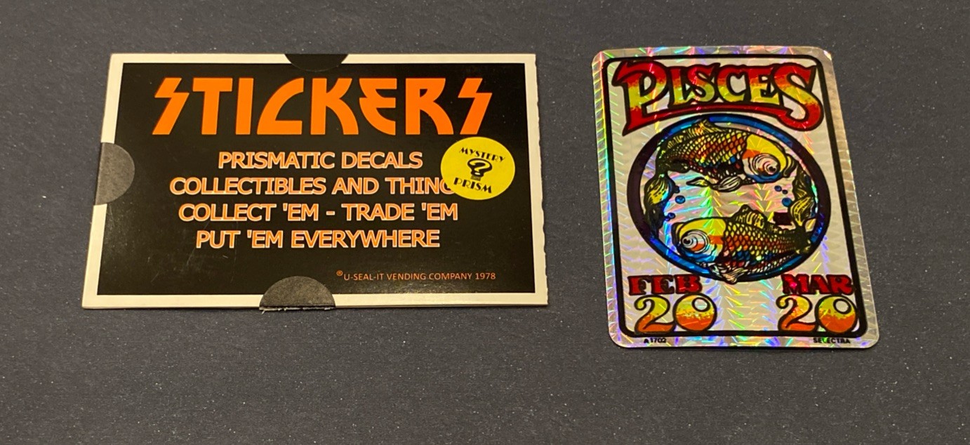 VTG 1980s U-Seal-It Pisces Zodiac Horoscope Prismatic Prism Sticker Decal