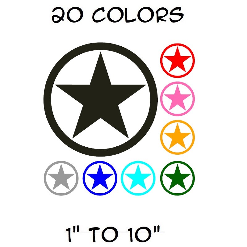 Army Star Sticker Vinyl Decal for Jeep US Military Truck Hood Door Car Window