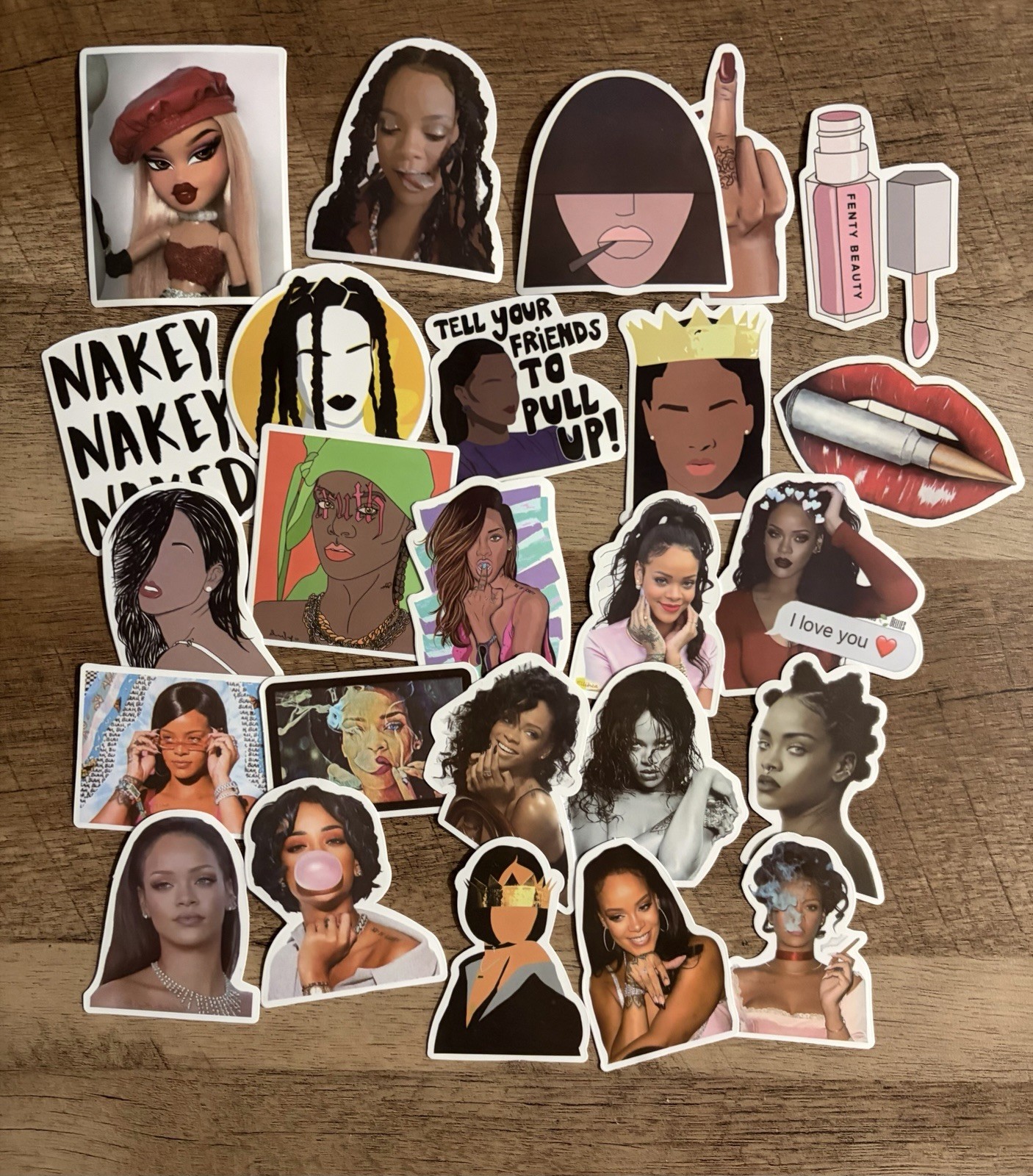 49 pc Fenty Beauty Vinyl Stickers Celebrity Self-Adhesive for Wall, Laptop