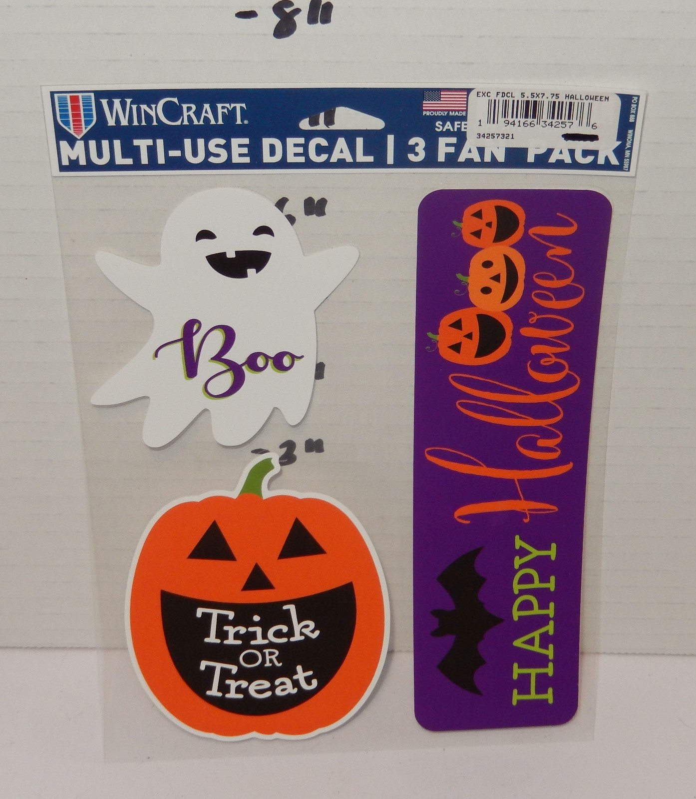 WinCraft Halloween Multi-Use 3 Decal Set 5.5″ x 7.5″ Ghost jack o lantern